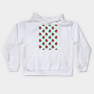 Red vintage roses on mint Kids Hoodie